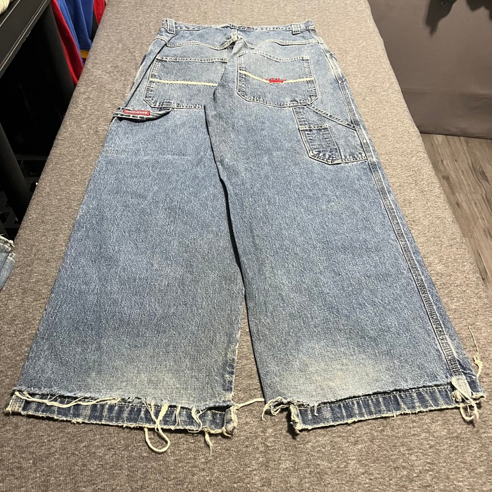 JNCO Jeans Crown Wide Leg Baggy Denim Pants Light Wash 34x32 Vintage Skater